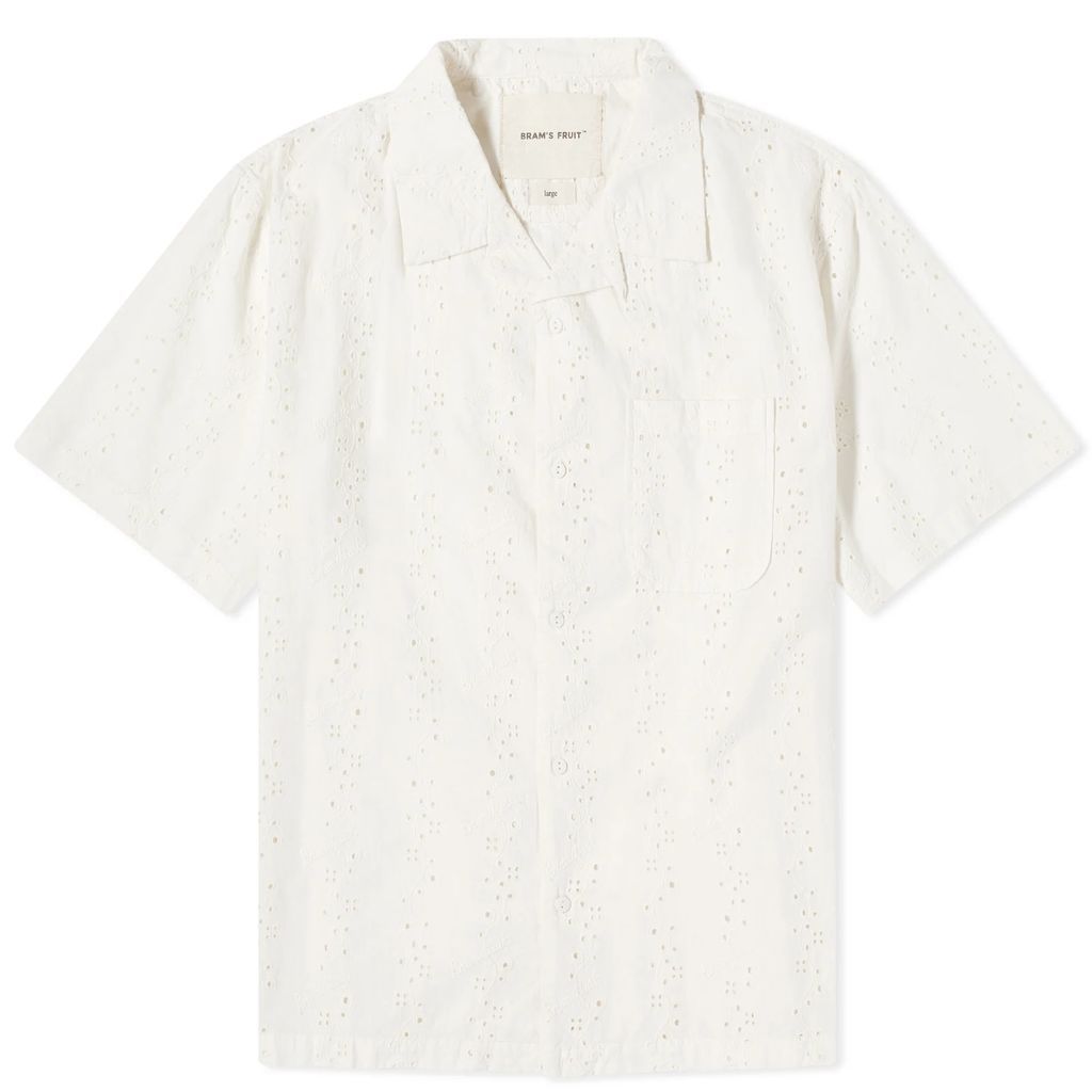 Men's Broderie Short Sleeve Vacation Shirt White