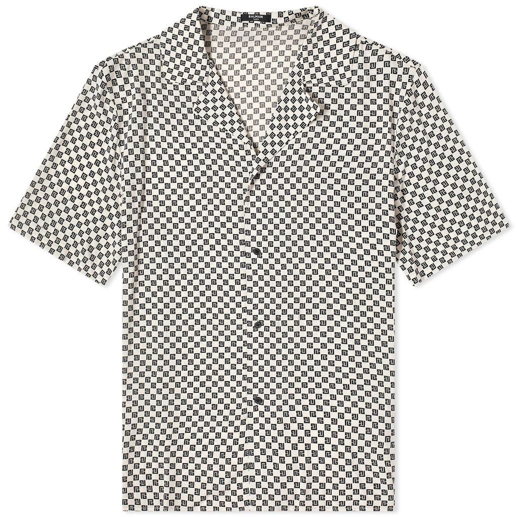 Men's Mini Monogram Vacation Shirt Ivory/Black