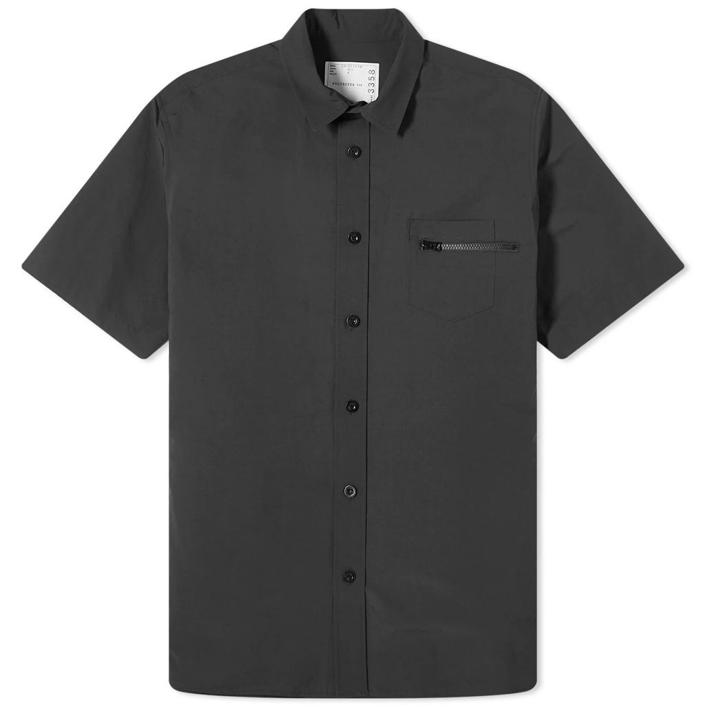 Men's Matte Taffeta Zip Short Sleeve Shirt Black