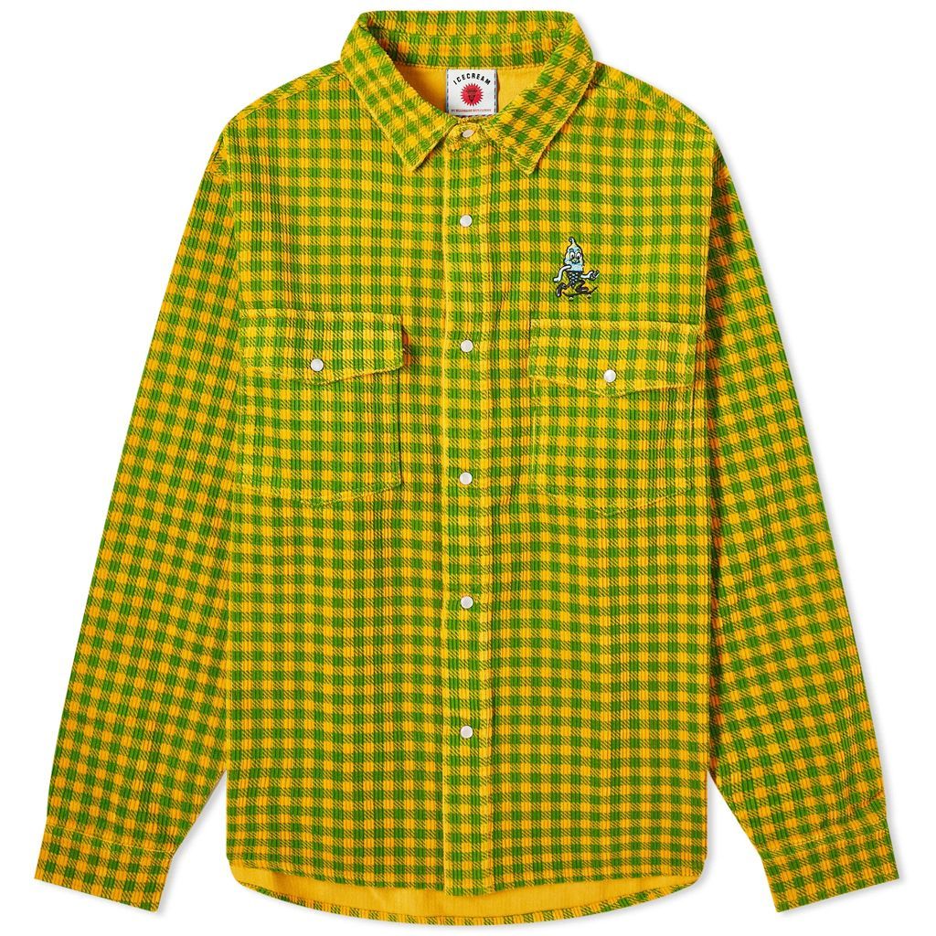 Men's Corduroy Check Shirt Green Check