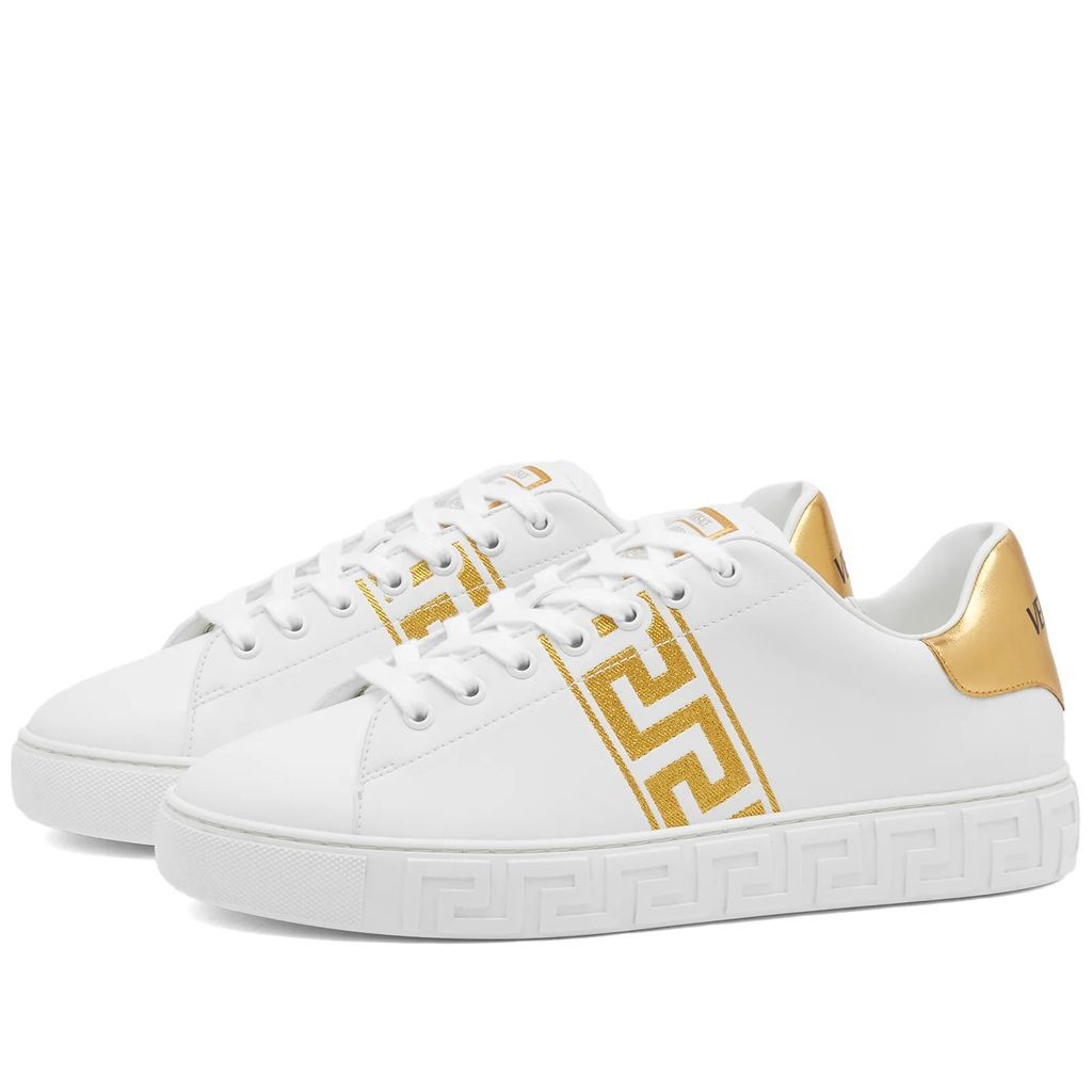 Men's Greek Sole Embroidered Band Sneaker White/Gold