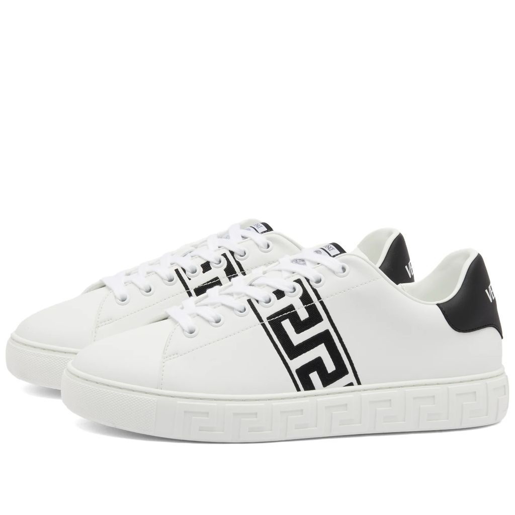 Men's Greek Sole Embroidered Band Sneaker White/Black