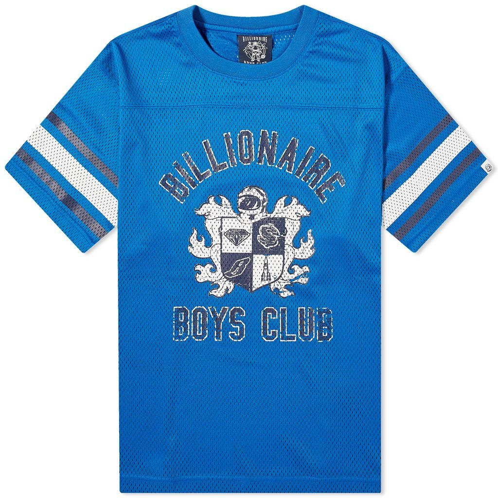 Men's Crest Logo Mesh Football T-Shirt Blue
