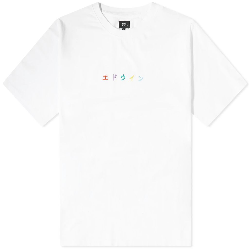 Men's Katakana Embroidery T-Shirt White/Multi