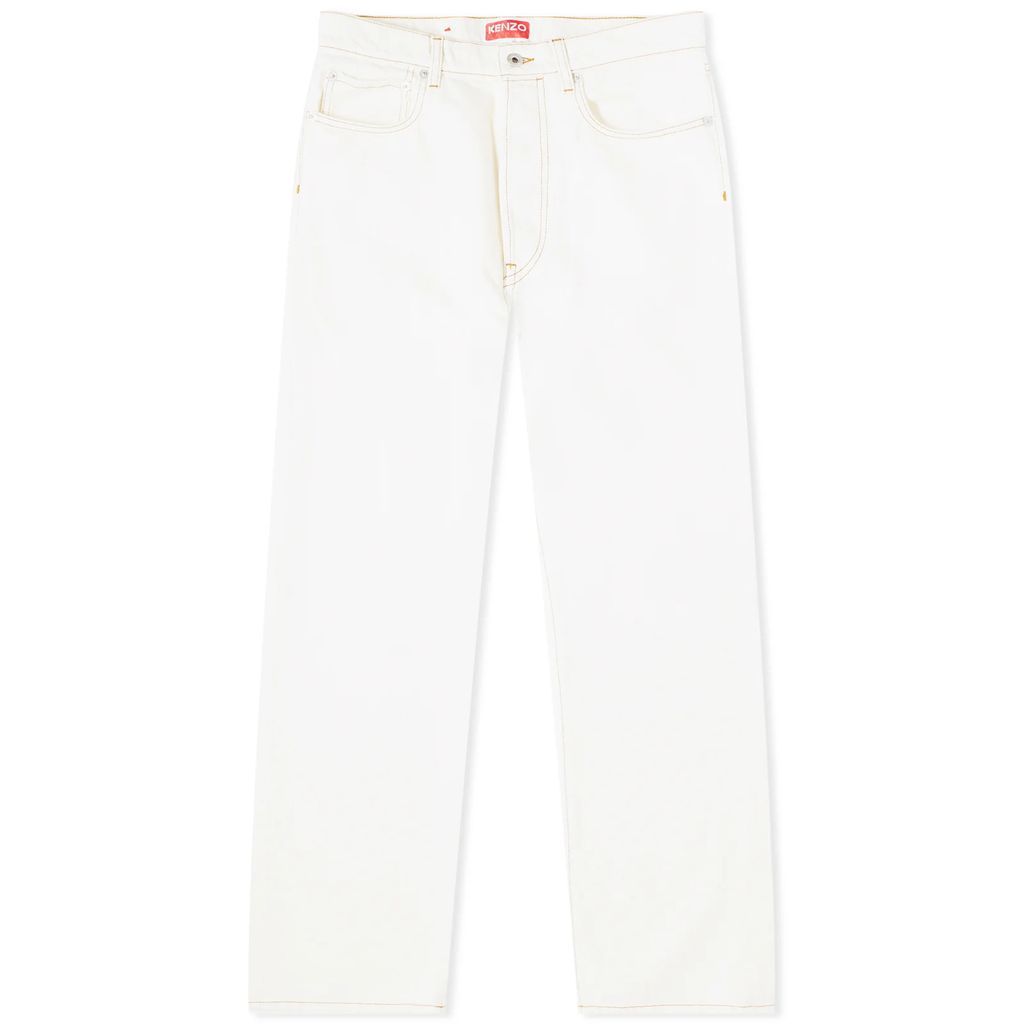 Men's Straight Fit Jeans Stone Bleached White Denim