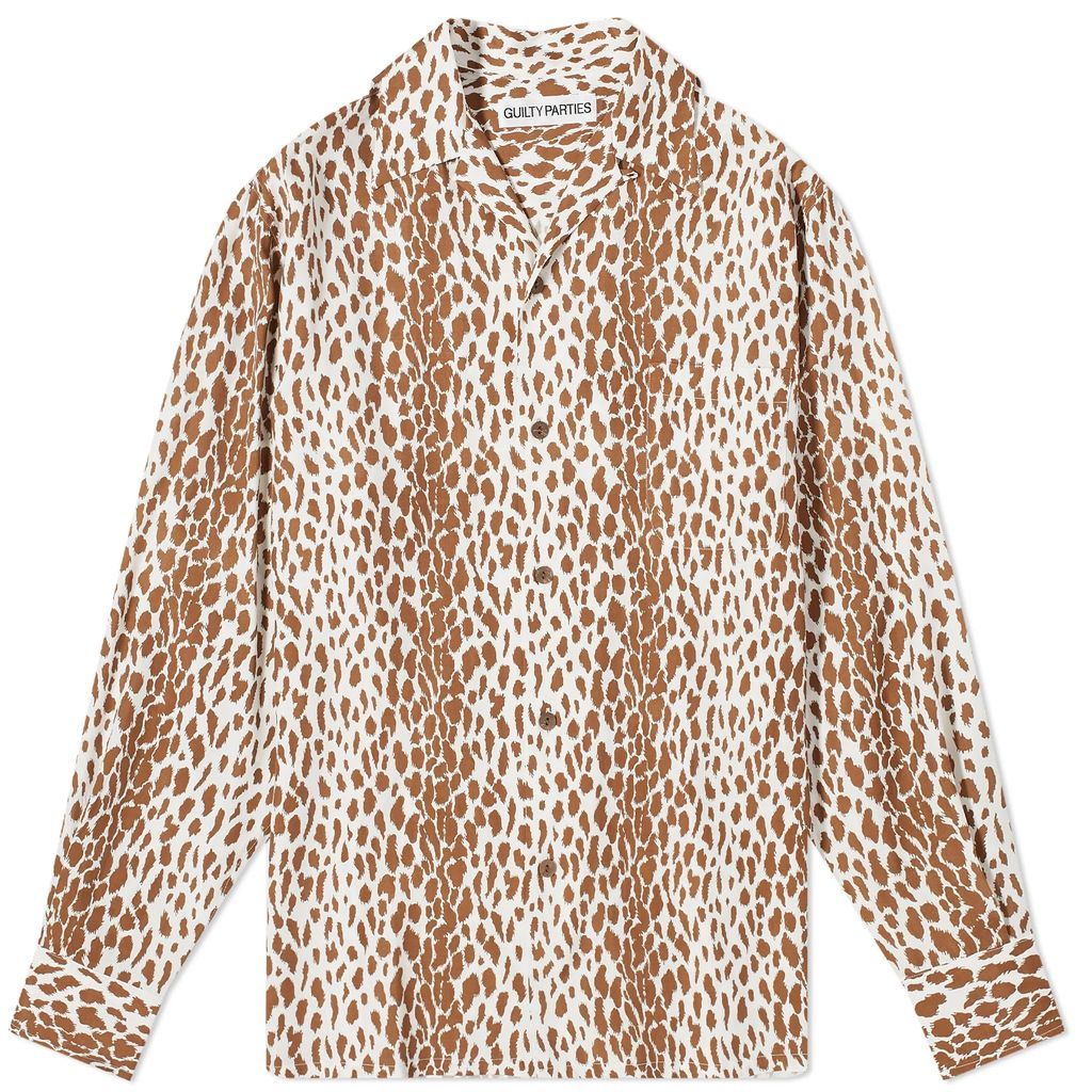 Men's Long Sleeve Leopard Vacation Shirt Brown