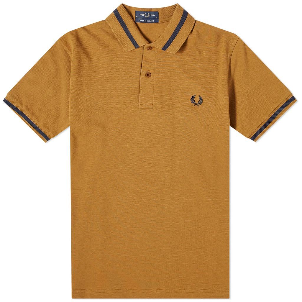 Men's Single Tipped Polo Dark Caramel/Navy