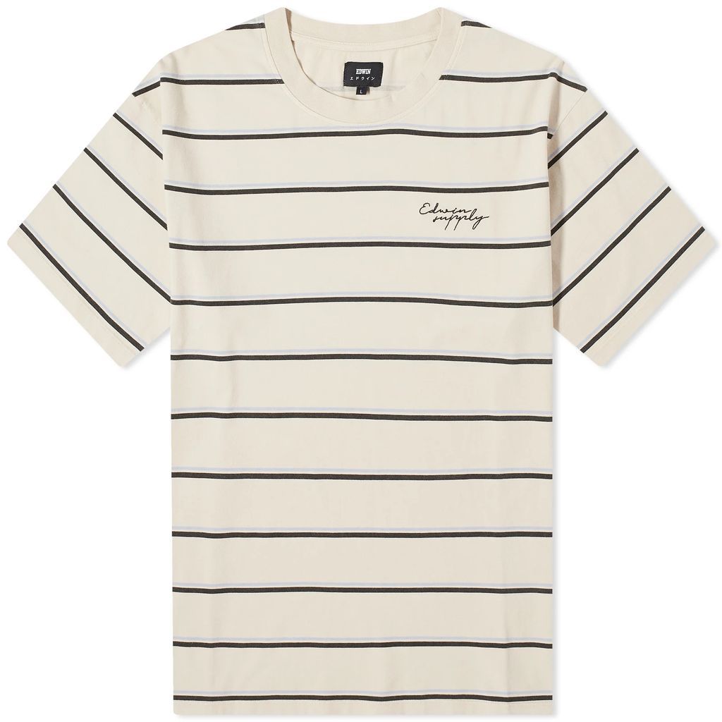 Men's Windup Stripe T-Shirt Beige/Blue/Black