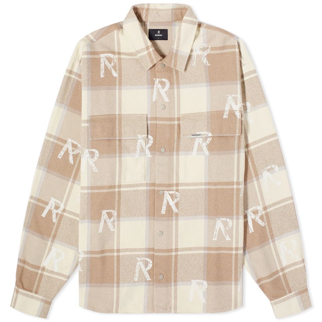 Men's All Over Initial Flannel Shirt Cashmere
