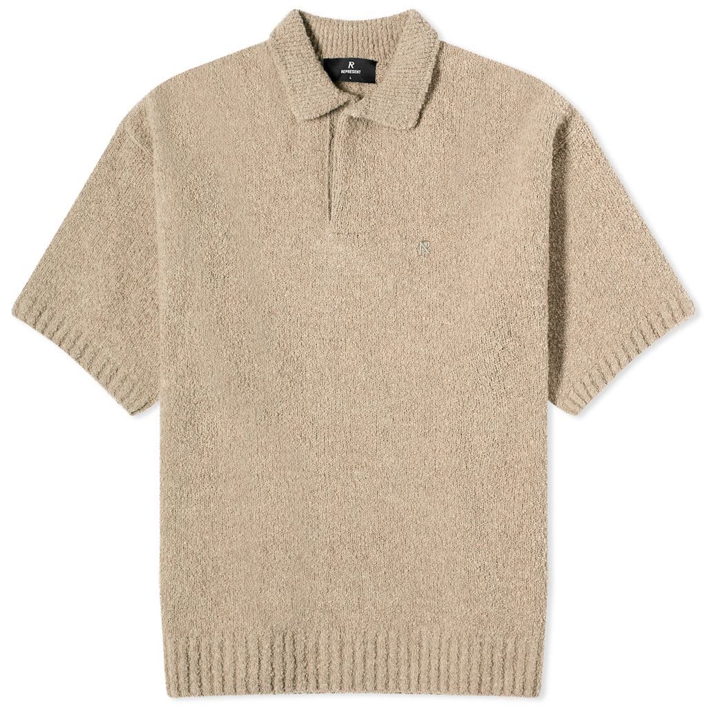 Men's Boucle Textured Knit Polo Cahsmere
