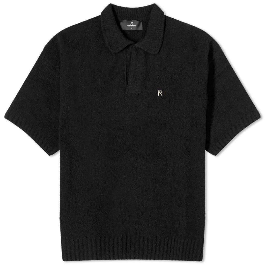Men's Boucle Textured Knit Polo Black