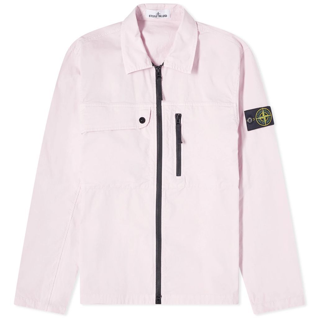 Men's Supima Cotton Twill Stretch-TC Zip Shirt Jacket Pink