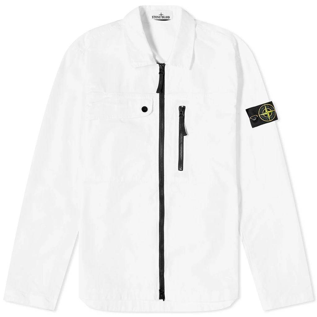 Men's Supima Cotton Twill Stretch-TC Zip Shirt Jacket White