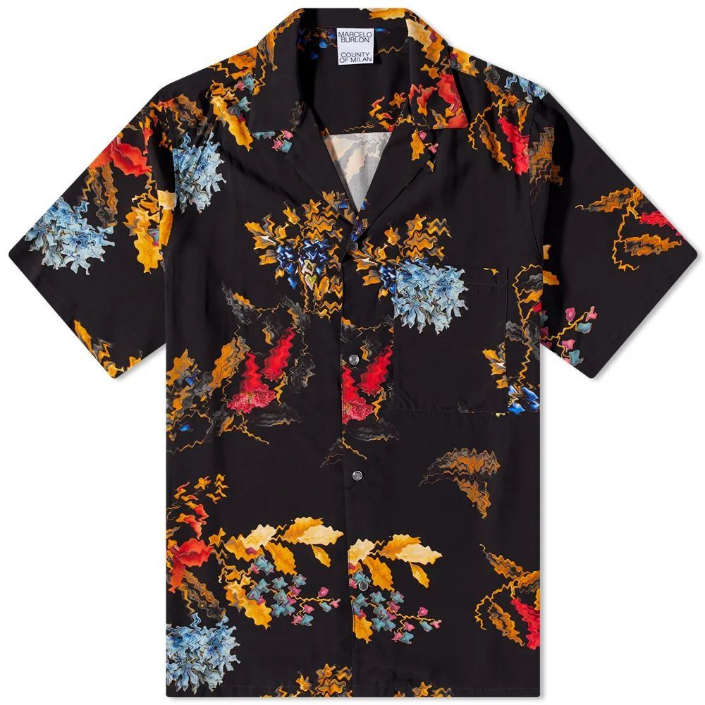 Men's Flower Vacation Shirt Black/Oche