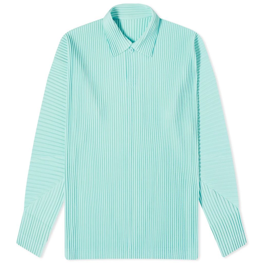 Men's Pleated Long Sleeve Polo Green Hued