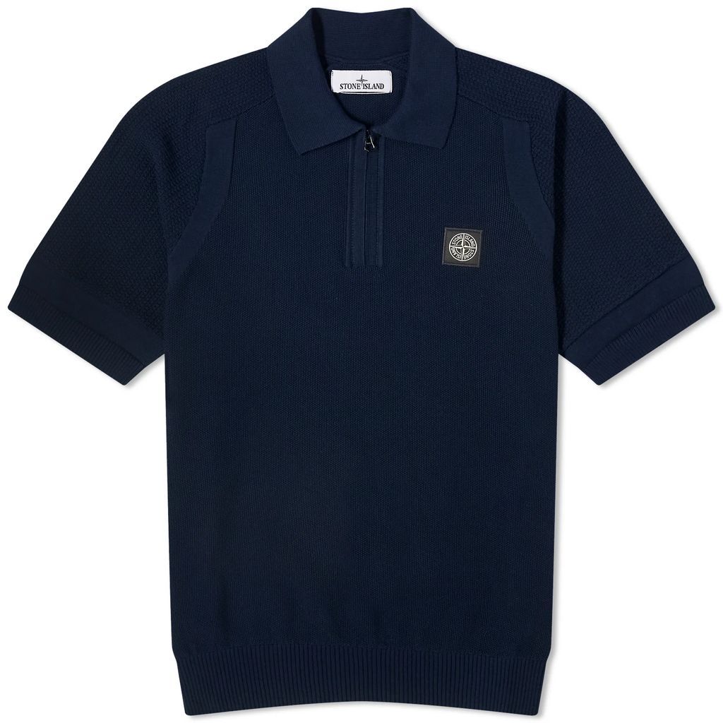 Men's Soft Cotton Patch Knitted Polo Shirt Navy