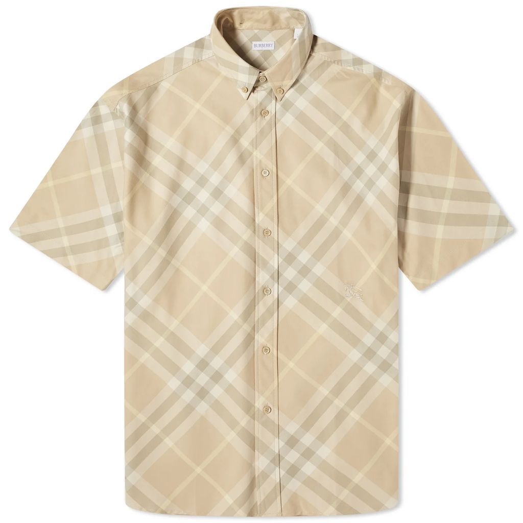 Men's EKD Logo Short Sleeve Check Shirt Flax Check