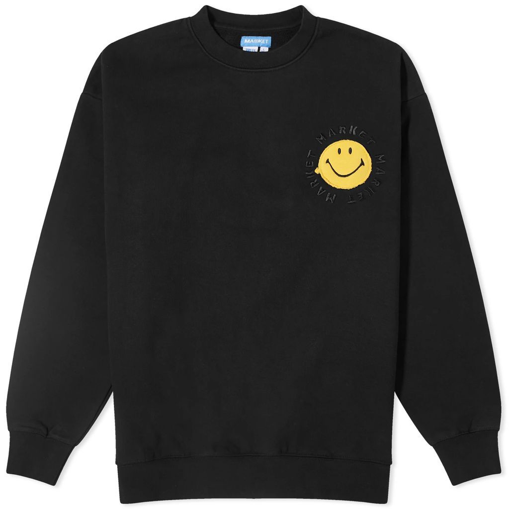 Men's Smiley Vintage Wash Crew Sweater Washed Black