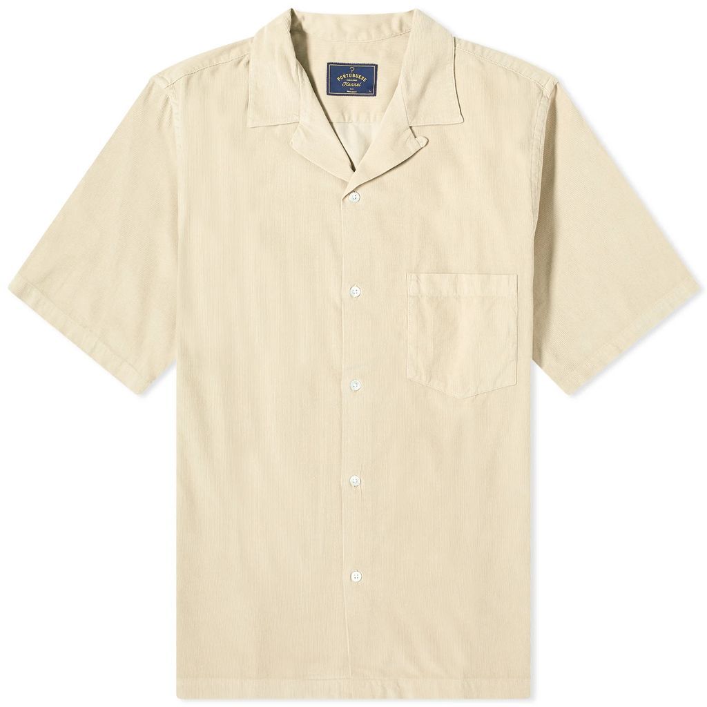 Men's Cord Camp Collar Vacation Shirt Cream