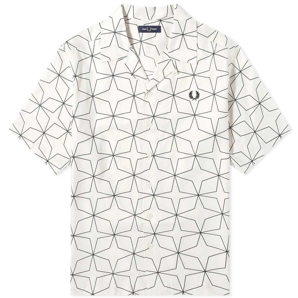 Men's Geometric Short Sleeve Vacation Shirt Ecru