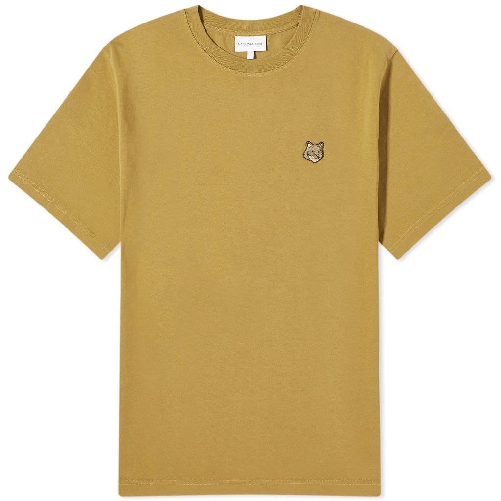 Men's Bold Fox Head Patch Comfort T-Shirt Khaki Green