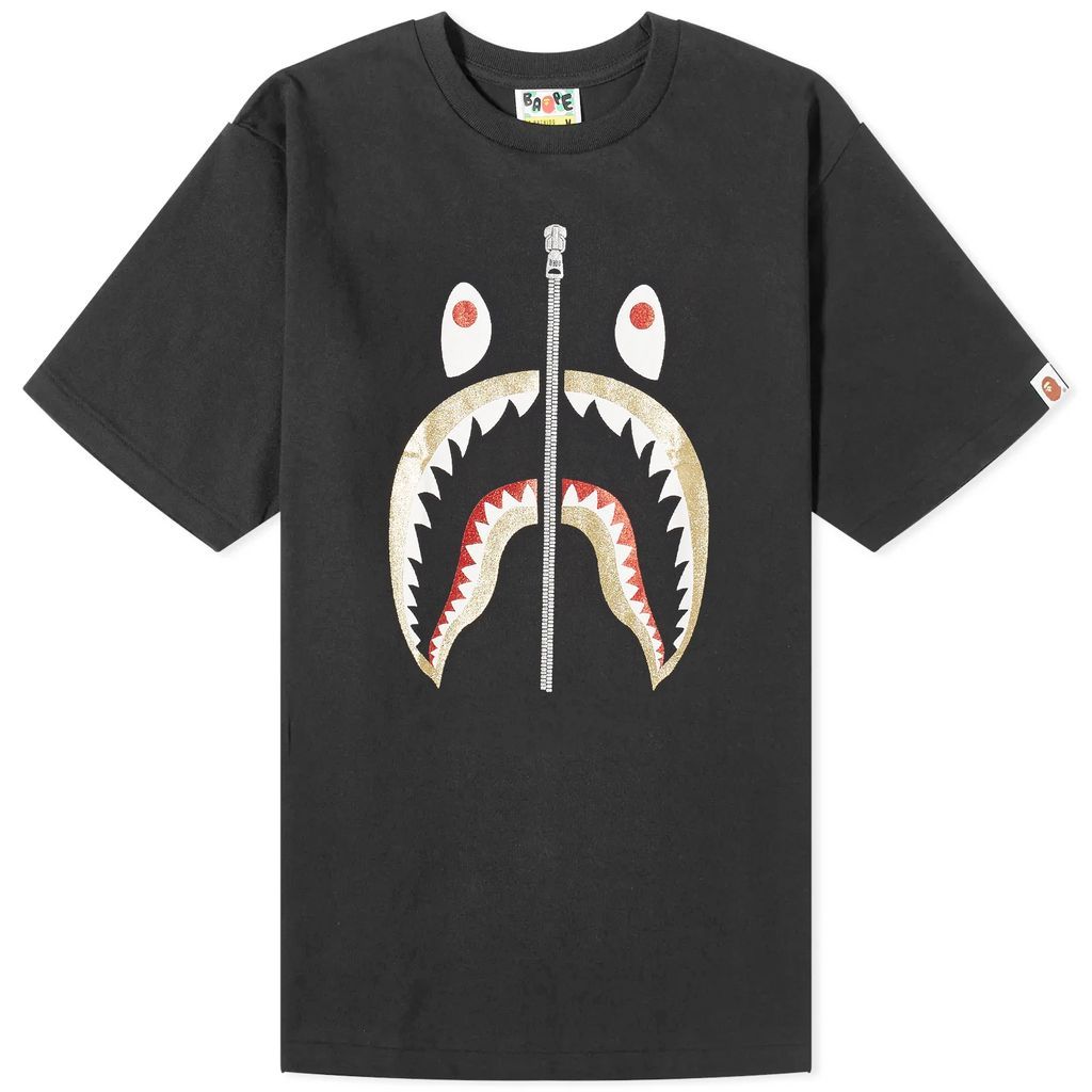 Men's Glitter Shark T-Shirt Black