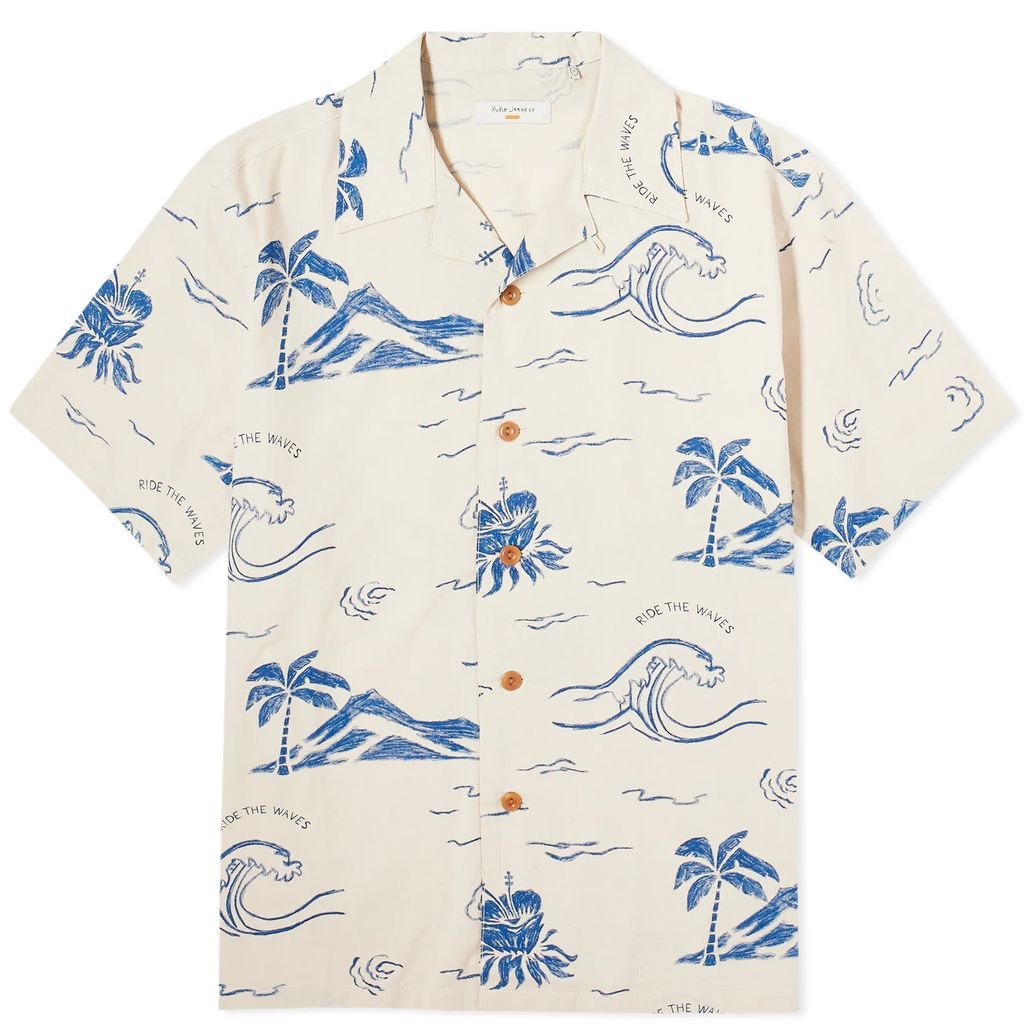 Men's Arvid Waves Hawaii Shirt Ecru