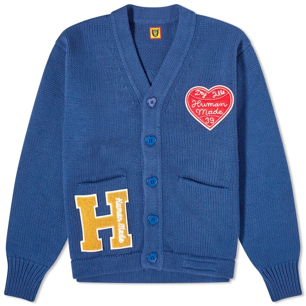 Men's Knitted College Cardigan Blue