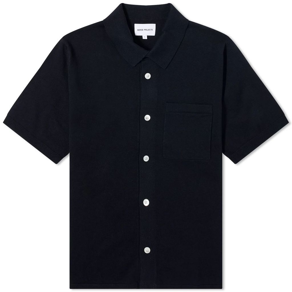 Men's Rollo Cotton Linen Short Sleeve Shirt Dark Navy