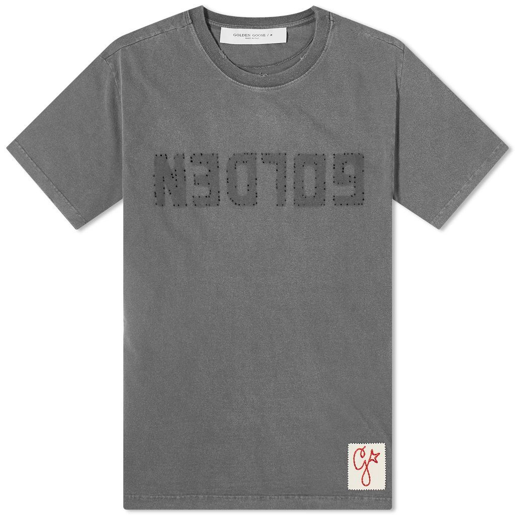 Men's Golden Distressed Logo T-Shirt Anthracite