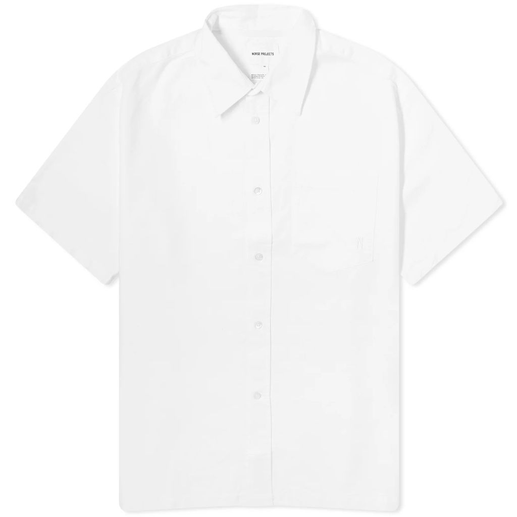 Men's Ivan Oxford Monogram Short Sleeve Shirt White
