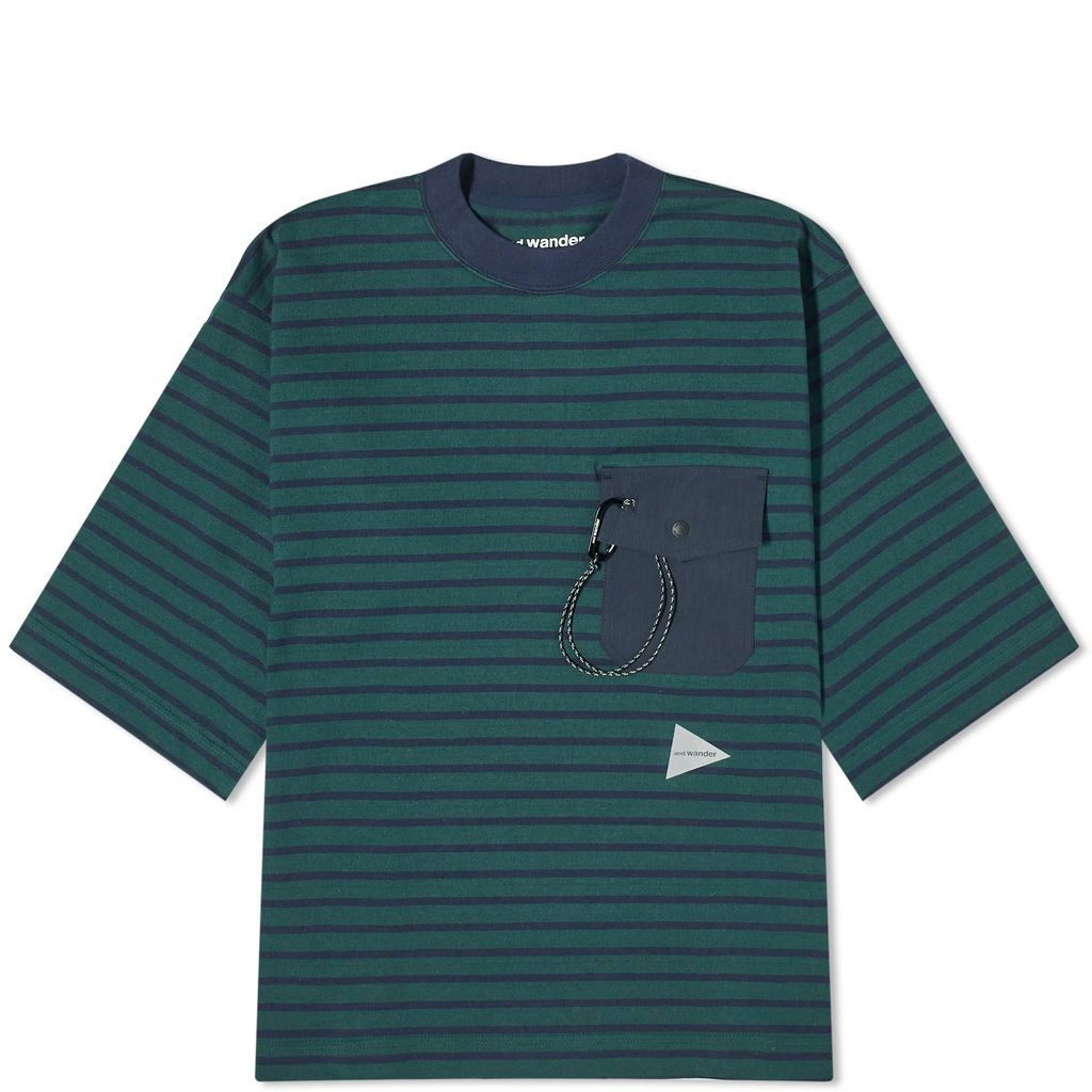 Men's Stripe Pocket Half Sleeve T-Shirt Green