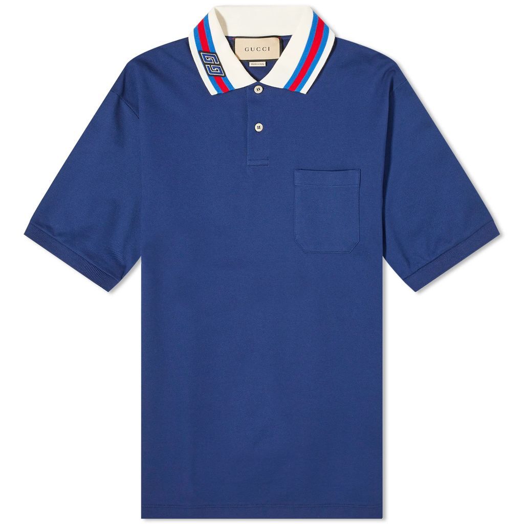 Men's Collar Logo Polo Shirt Blue