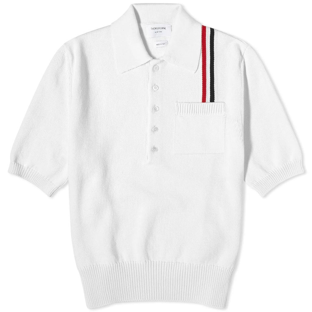 Men's Intarsia RWB Stripe Polo Shirt White