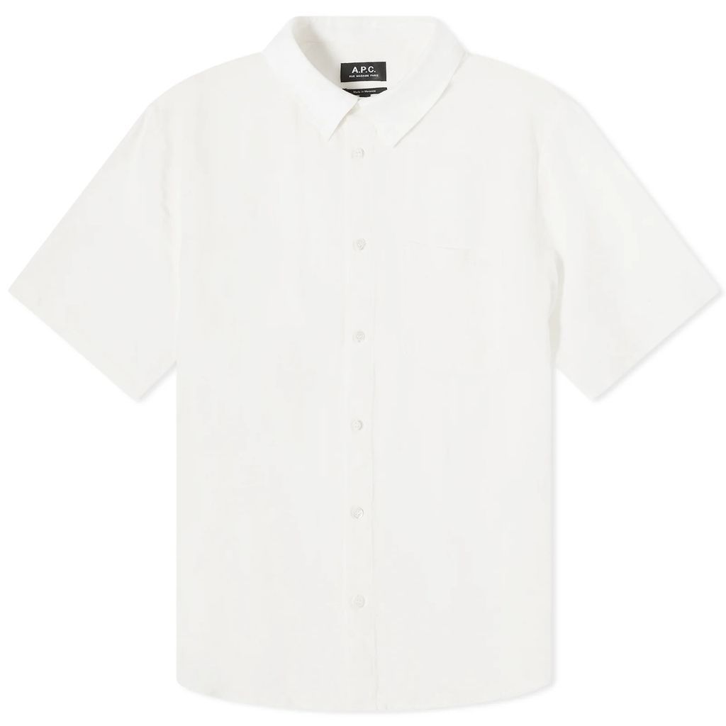 Men's Bellini Short Sleeve Linen Shirt Off White