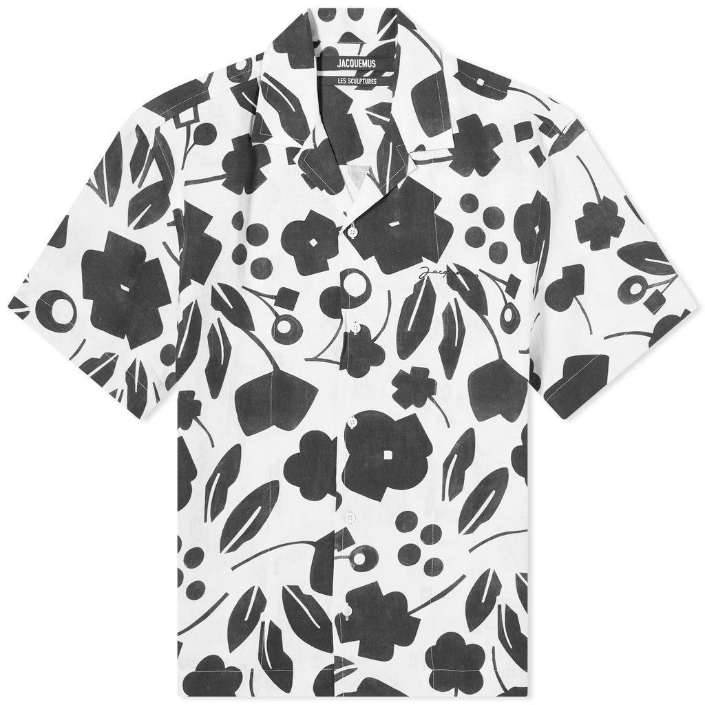 Men's Jean Cubic Flowers Vacation Shirt Black/White