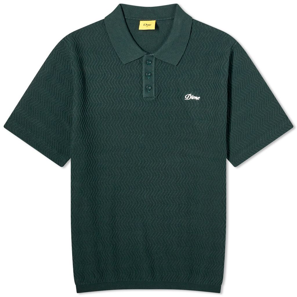 Men's Wave Cable Knit Polo Forest