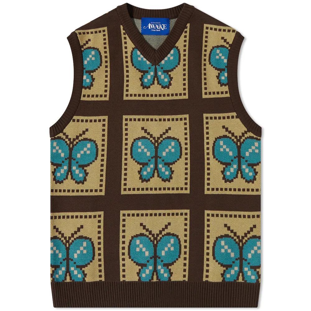 Butterfly Sweater Vest Brown/Yellow