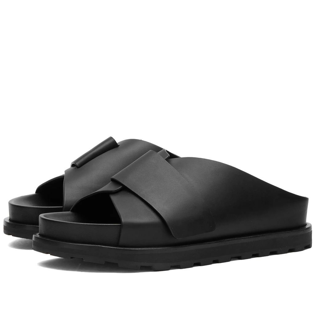 Jil Sander Plus Leather Velcro Sandal Black