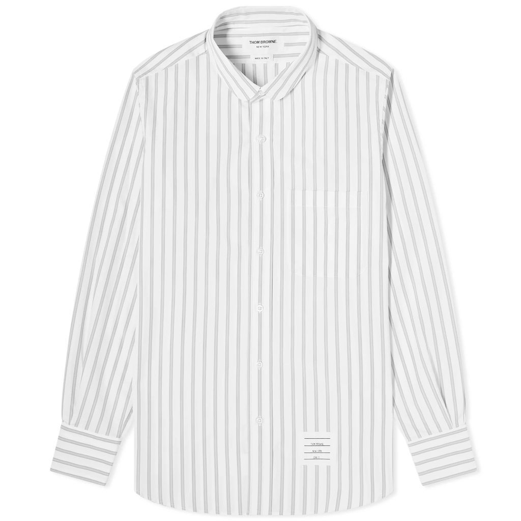 Men's Round Collar Stripe Oxford Shirt Medium Grey