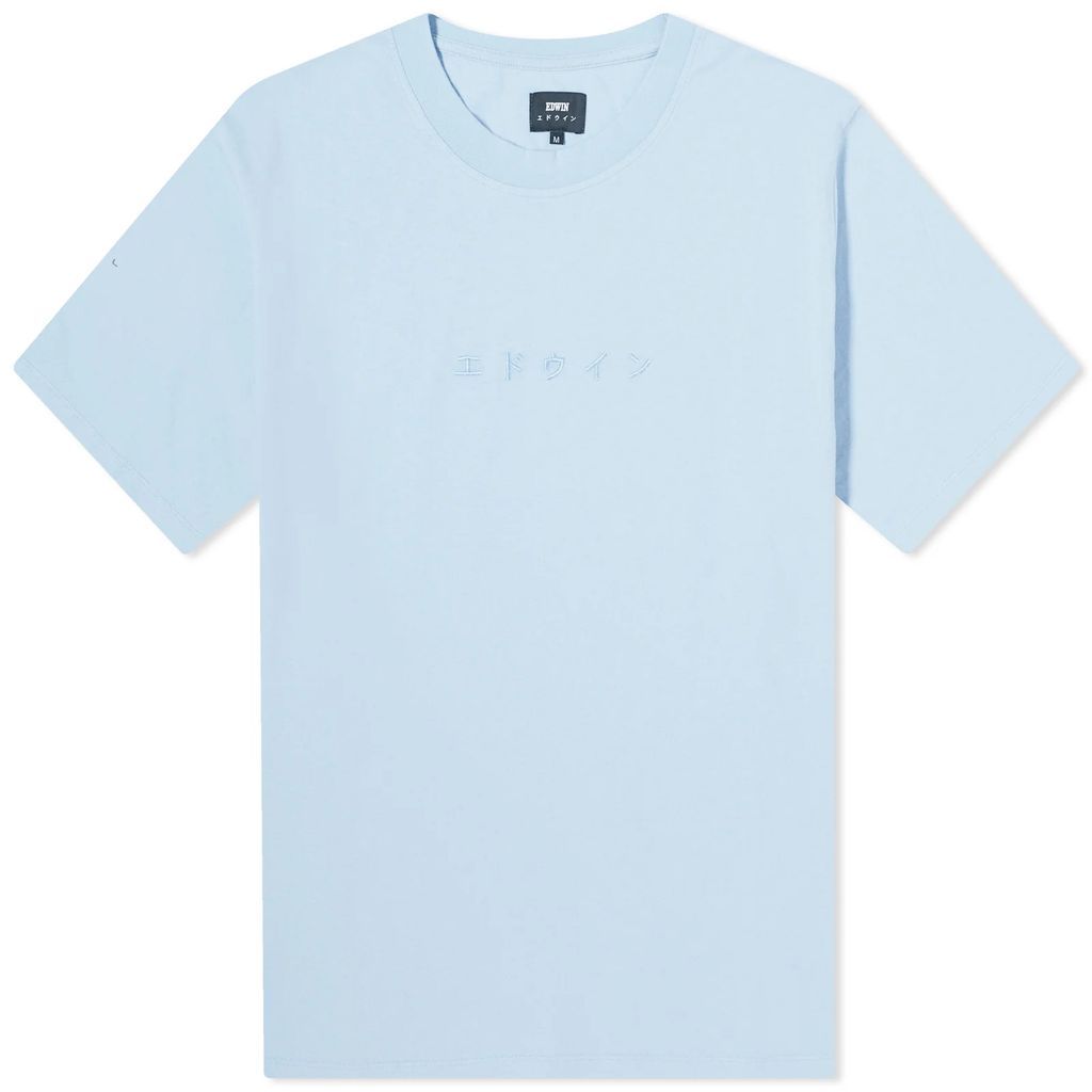 Men's Katakana Embroidery T-Shirt Placid Blue