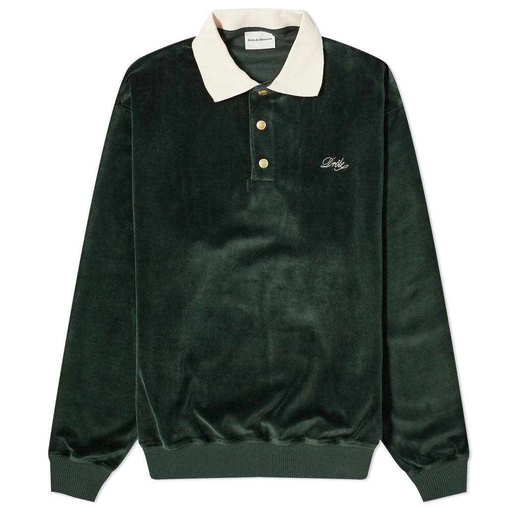 Presented by END. Embroidered Velvet Fleece Polo Green