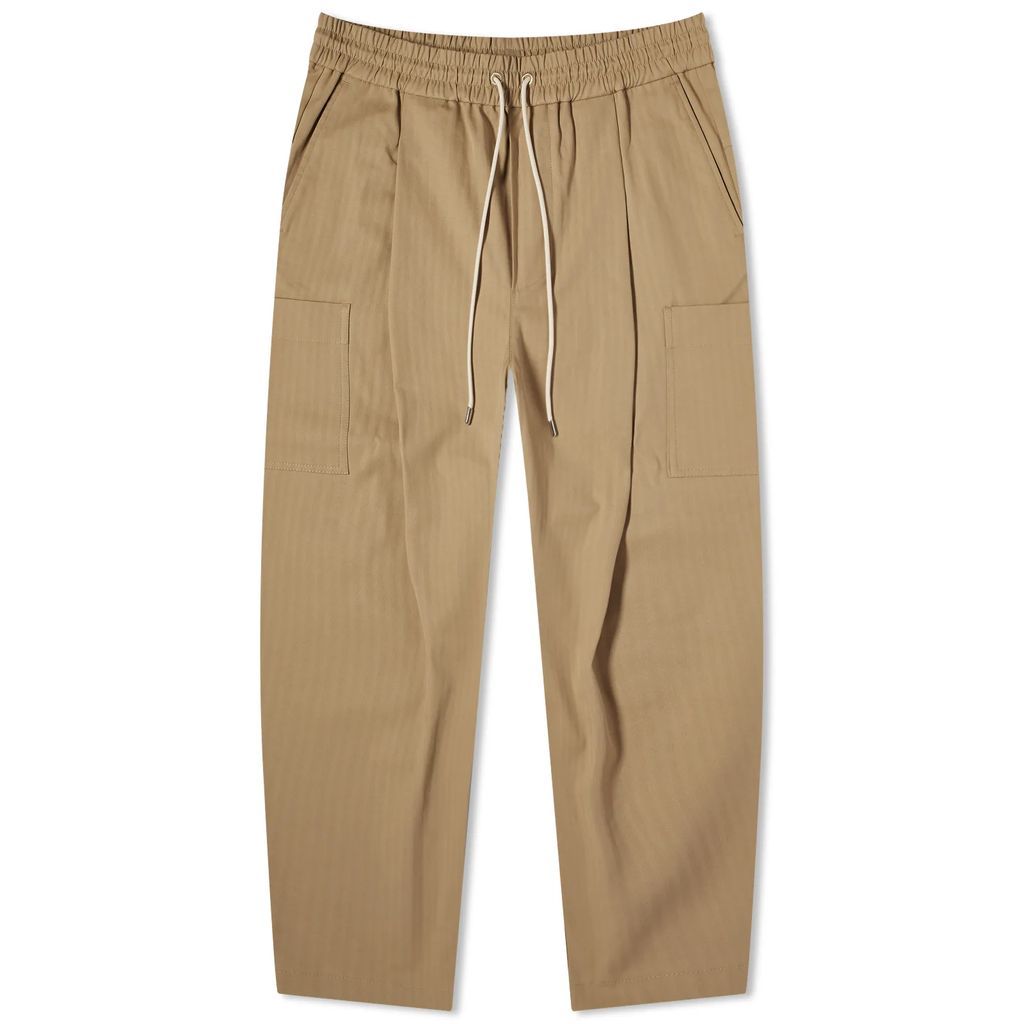 Men's Cropped Cargo Trousers Dark Beige