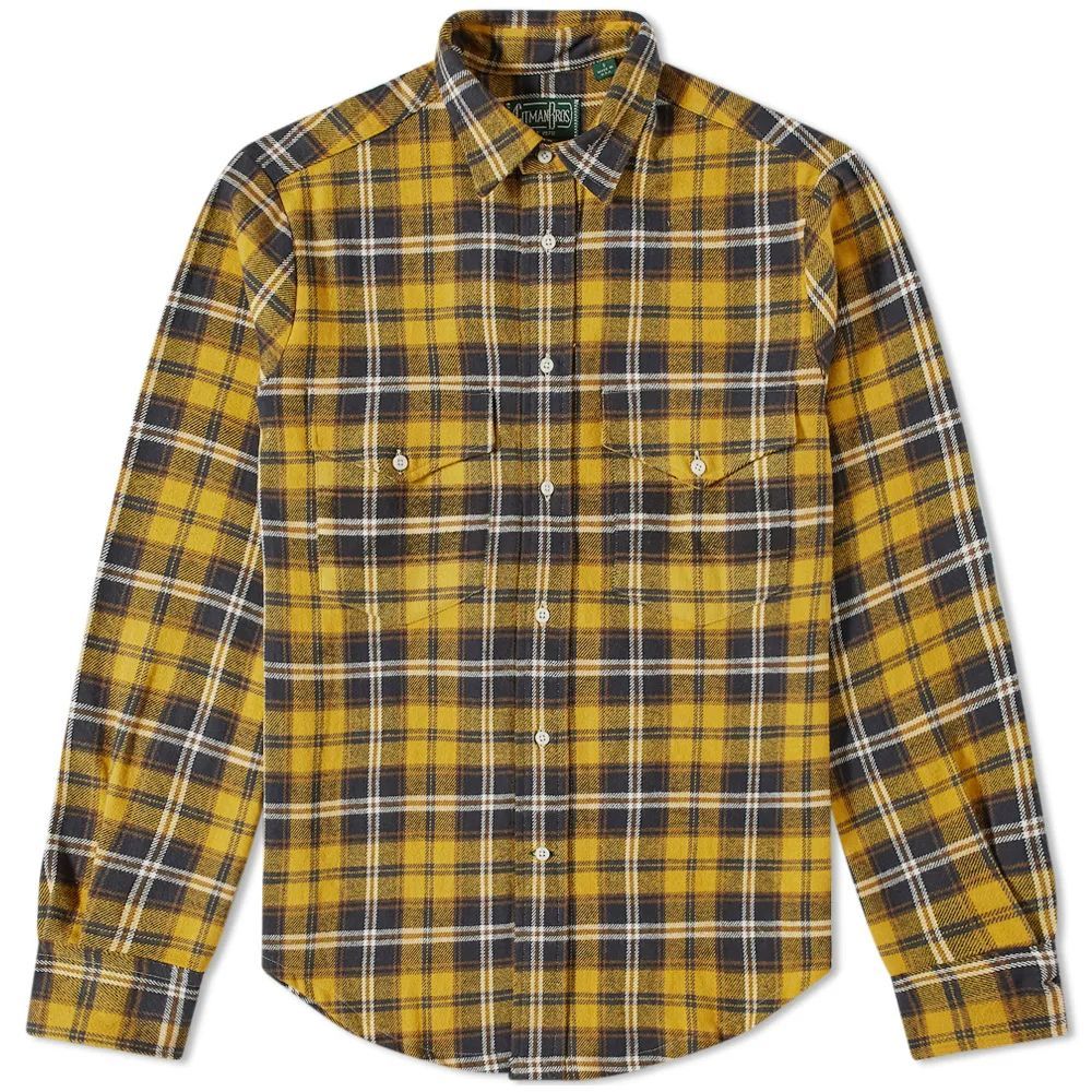 Men's 2 Pocket Twill Check Overshirt - End. Exclusive Yellow