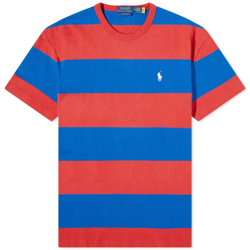 Men's Block Stripe T-Shirt Post Red/Blue Saturn