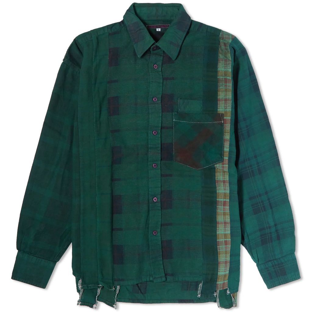 Rebuild 7 Cuts Over Dyed Flannel Shirt Green