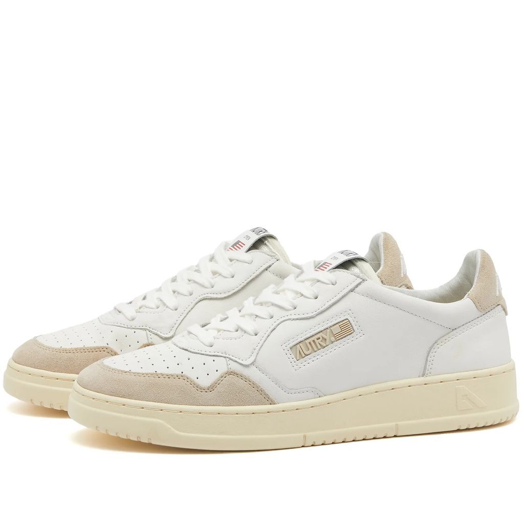 Men's Open Low Leather Sneaker Leather White/Sand