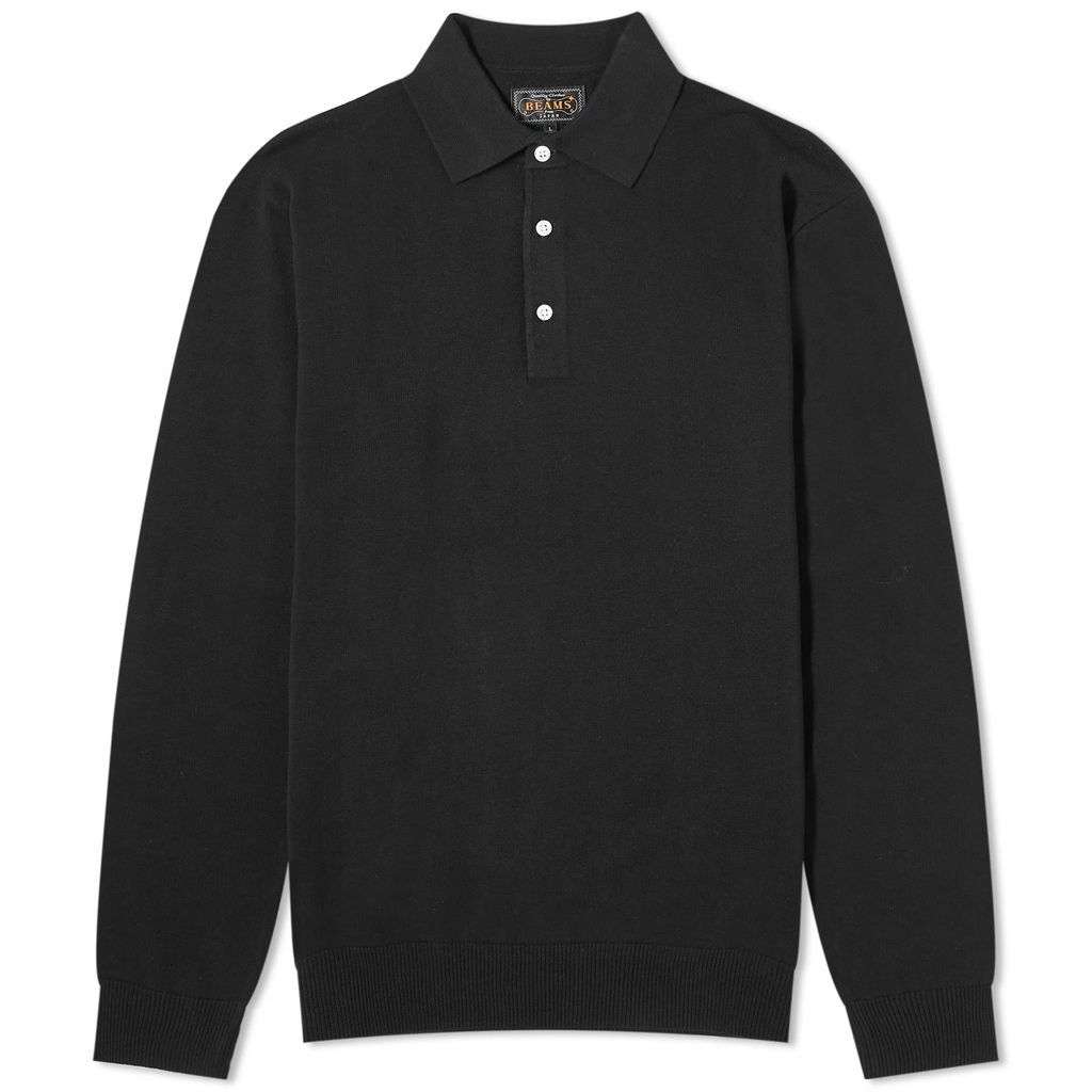 Men's 12g Knit Long Sleeve Polo Black