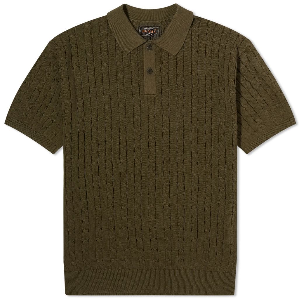 Men's Cable Knit Polo Olive