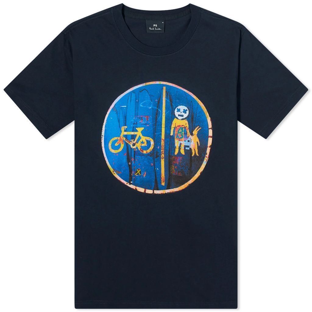 Men's Cycle Lane Sign T-Shirt Blue